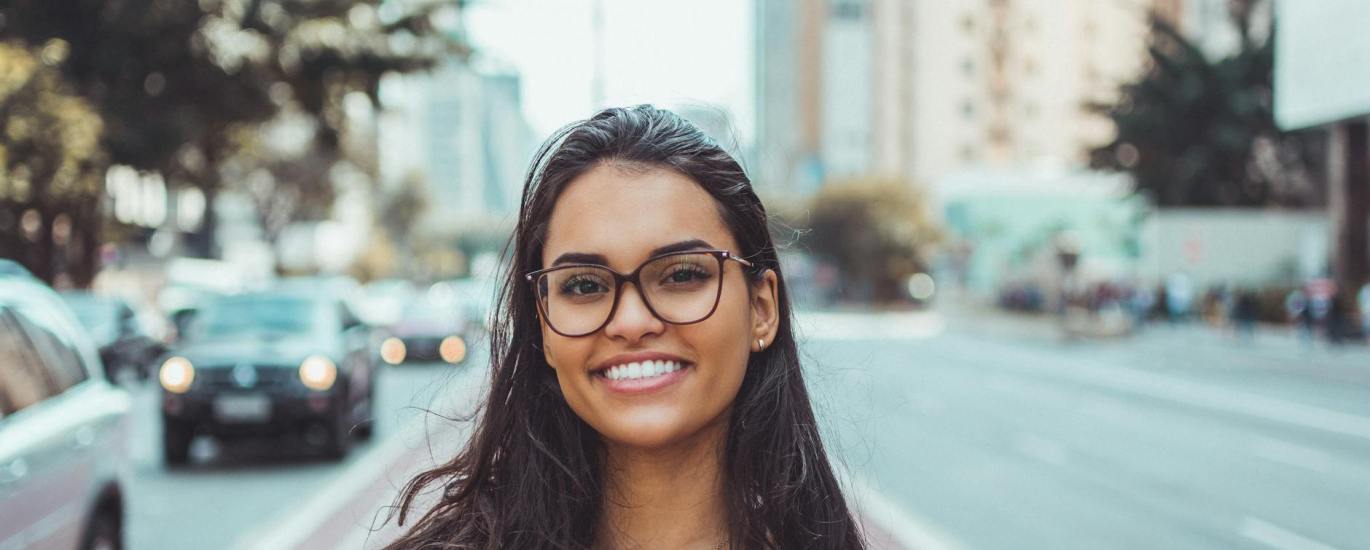 woman wearing black eyeglasses