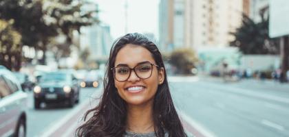 woman wearing black eyeglasses