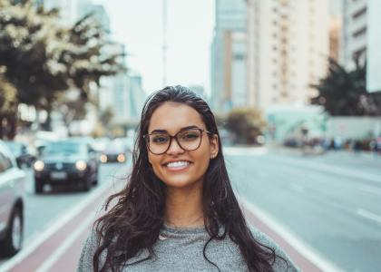 woman wearing black eyeglasses