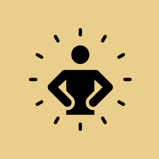 Confident person silhouette with radiant rays