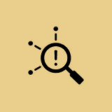 Magnifying glass with exclamation mark icon