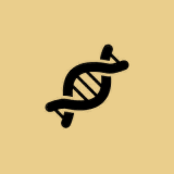 Stylized black DNA helix on yellow background
